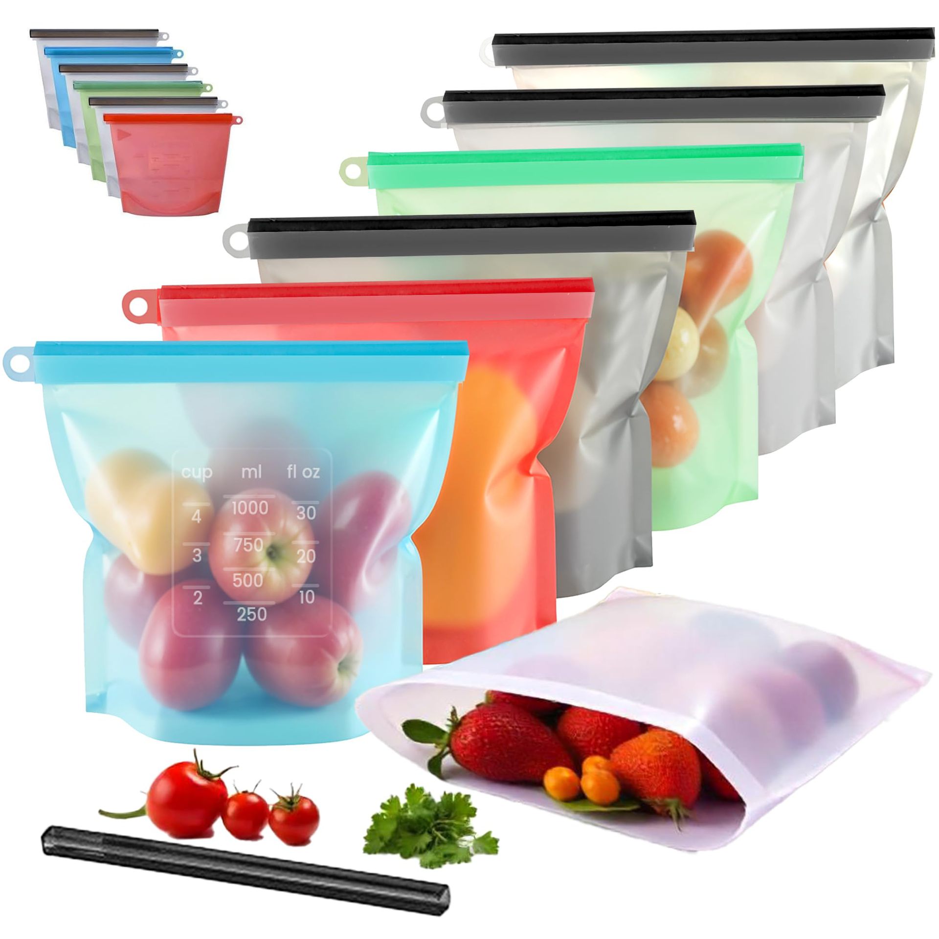 Reusable Zip Bag - 5 stks Siliconen Voedselopslagcontainers Lekvrije Containers