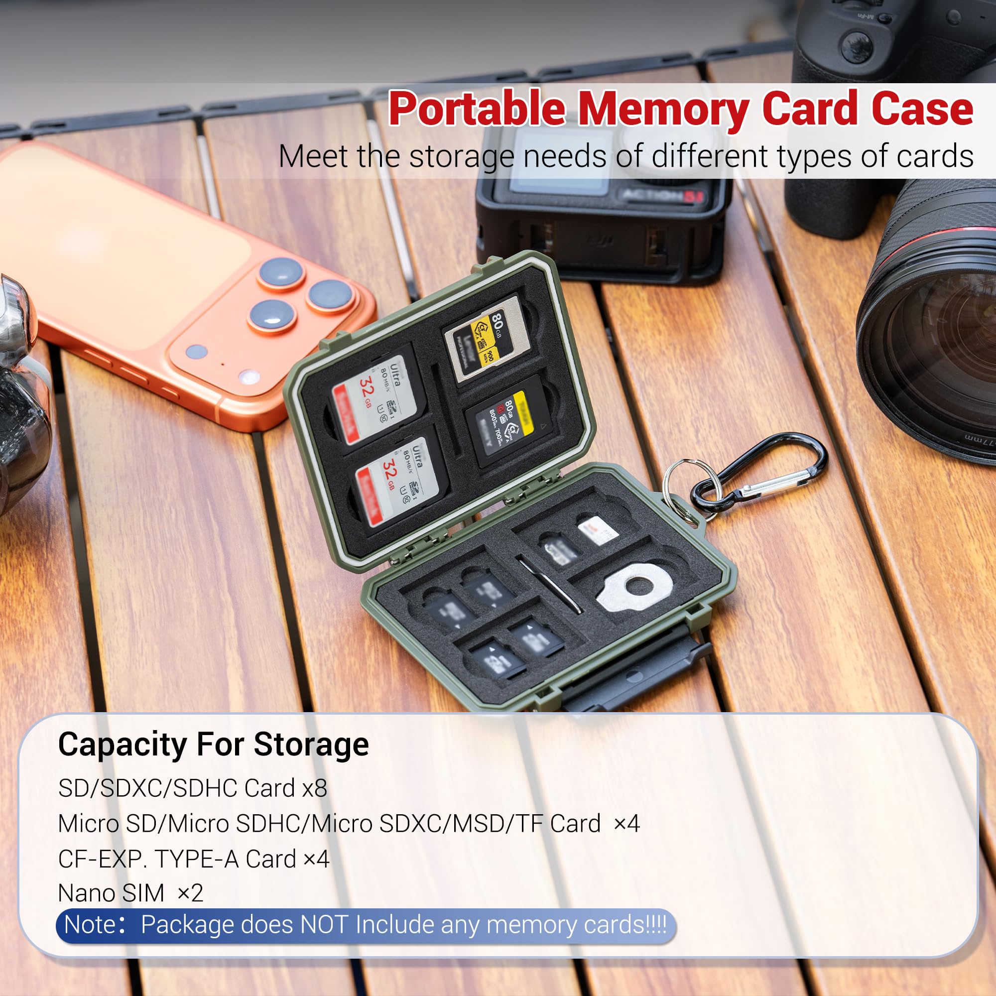 Sim Card Holder Case - Waterdichte geheugenkaartendoos met 18 vakken voor