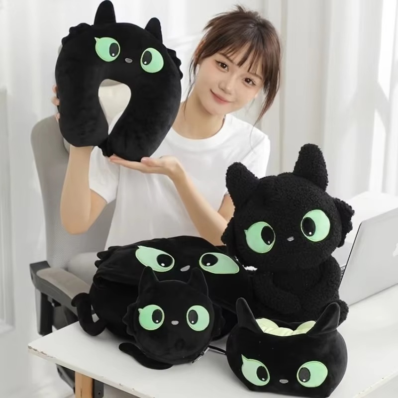 Travel Accessories Pillow - 2024 Nieuwe Schattige Cartoon Zwarte Kat