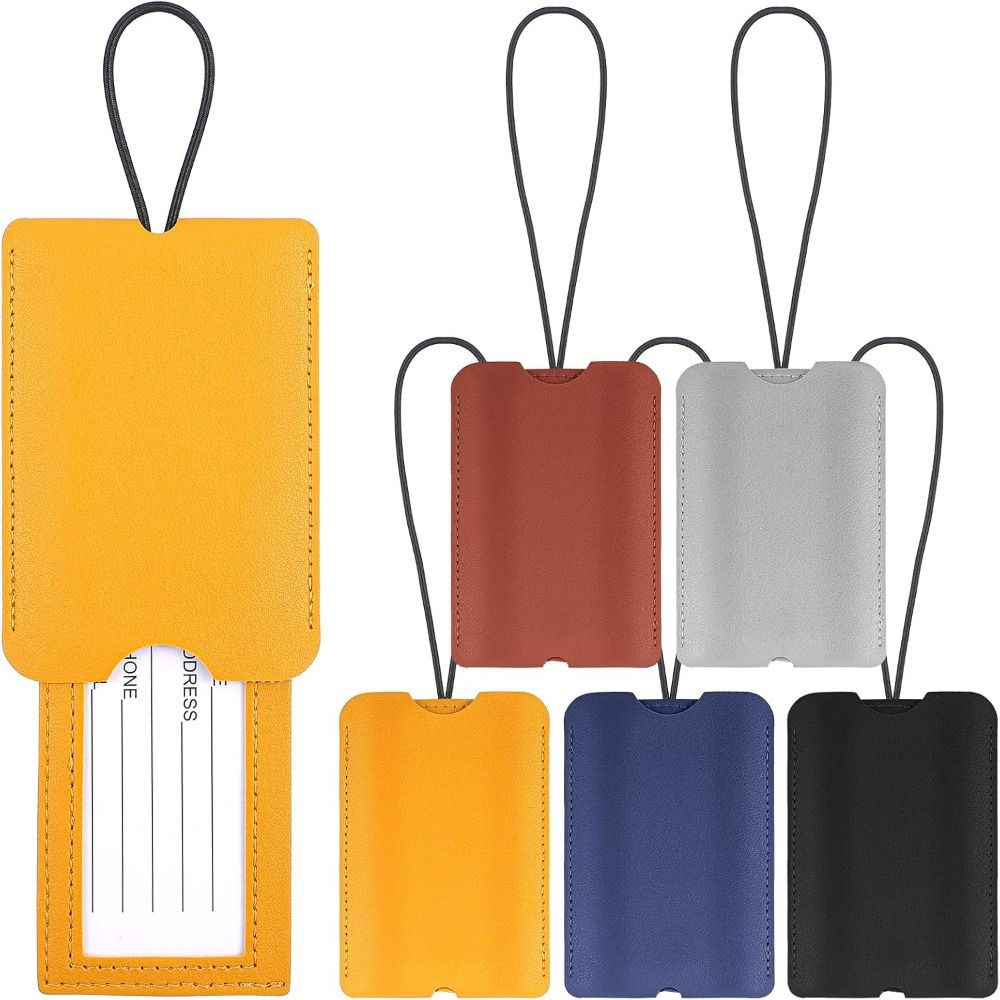 Luggage Tag Leather - PU lederen uittrekbare bagagelabel zachtrode kleur