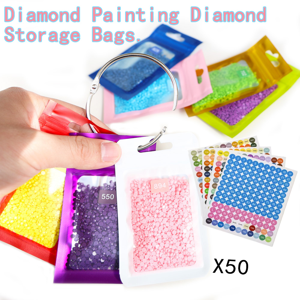 Reusable Zip Bag - 50 stuks diamant schilderij kraal opbergzakjes