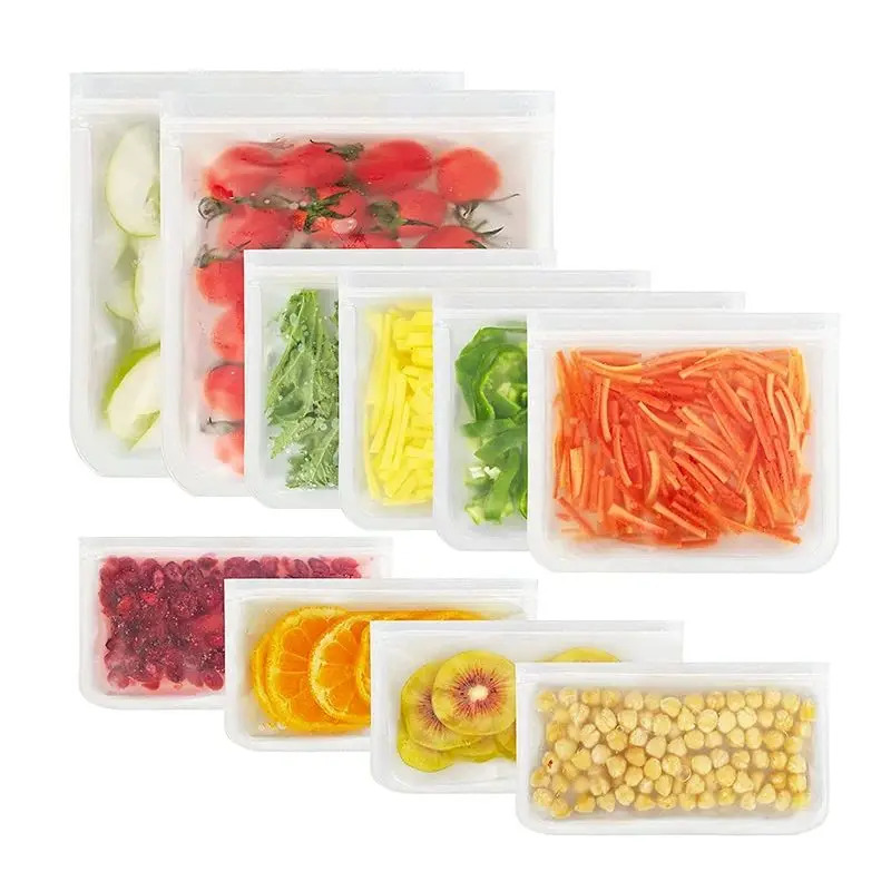 Reusable Zip Bag - Siliconen voedselopslagcontainers Herbruikbare voedselopslagzakken Lunchtassen Opstaande