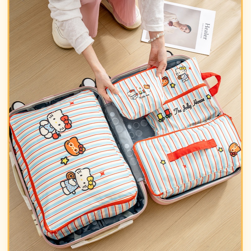 Travel Accessories Wholesale - Hello Kitty Gestreepte Reisopbergzakken Waterdichte Koffer