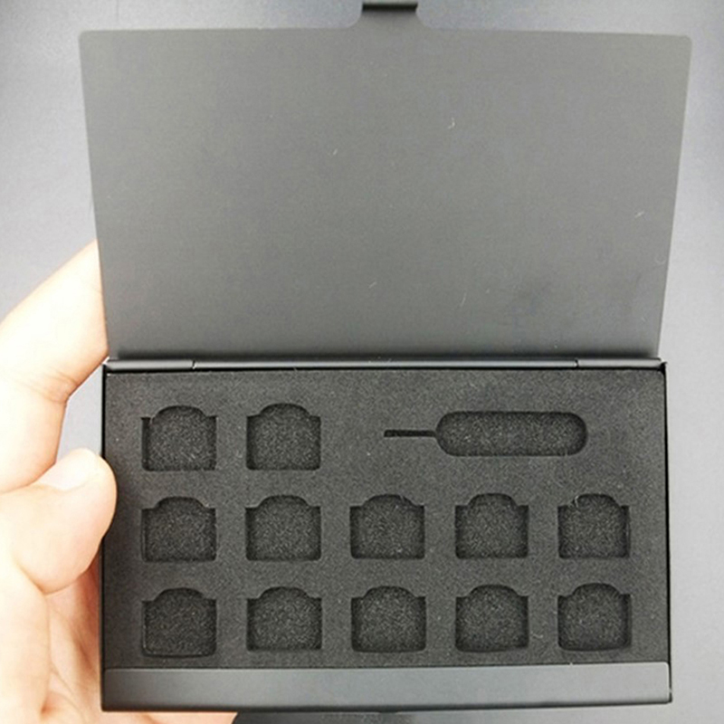 Sim Card Holder Case - Nieuwe 12-Slots-NANO+1-Slot-Card-Pin Aluminium Draagbare SIM Micro