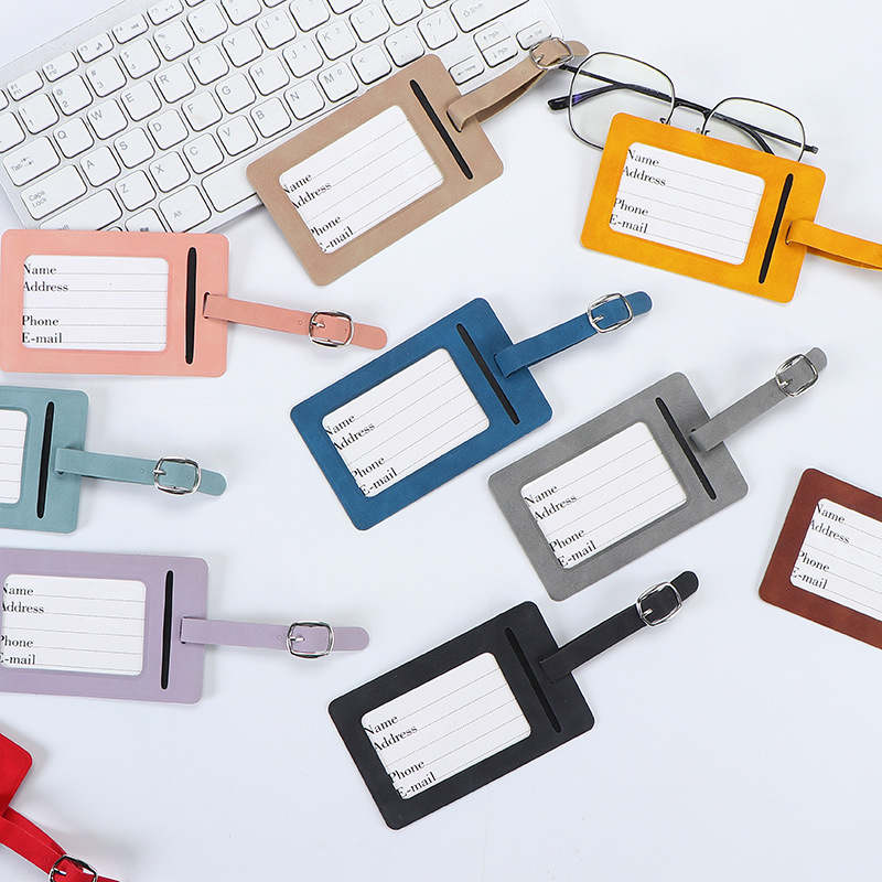 Effenkleurige PU-lederen bagag - Luggage Tag Leather recensie en prijs