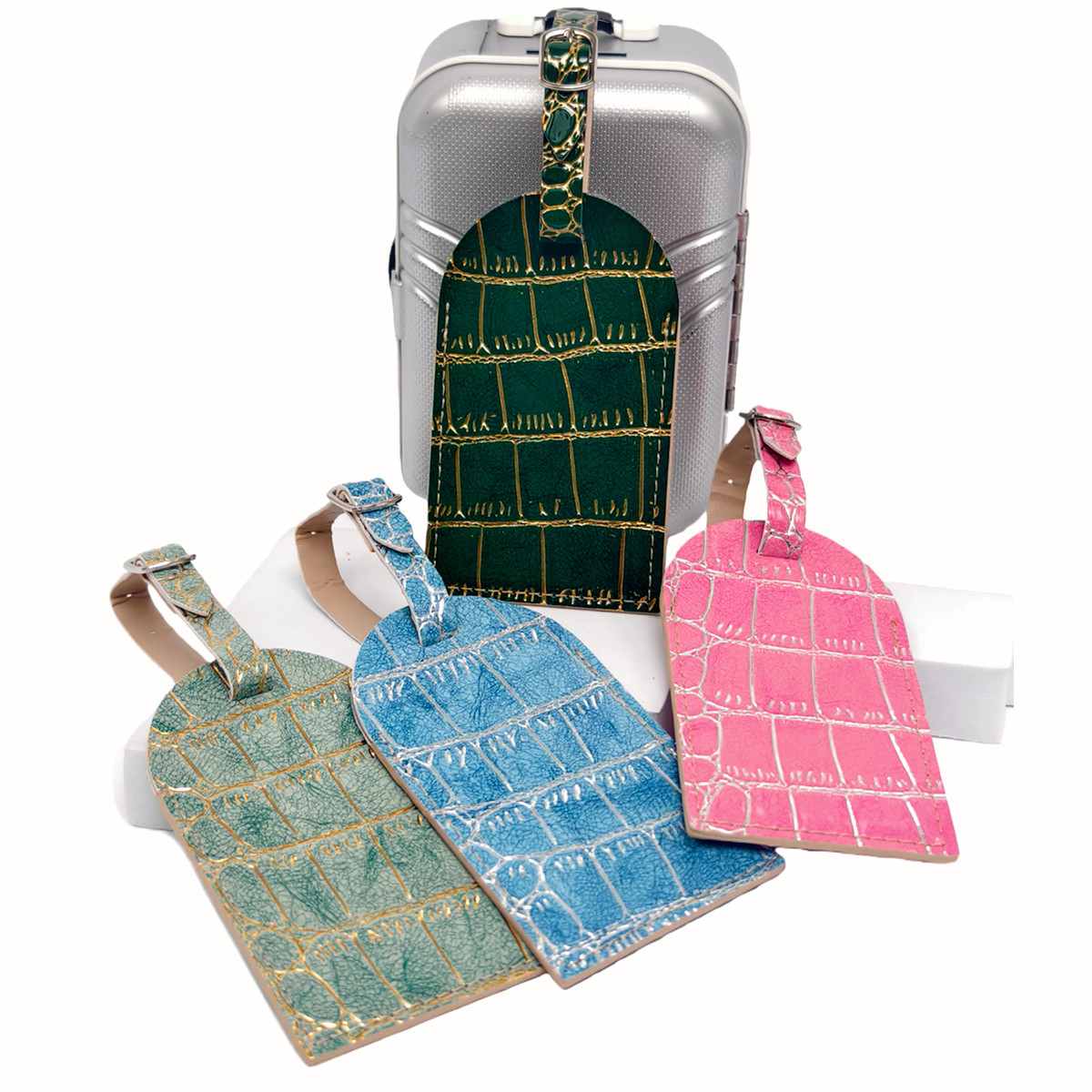 Krokodil Reliëf Goud/Zilver Kl - Luggage Tag Leather recensie en prijs
